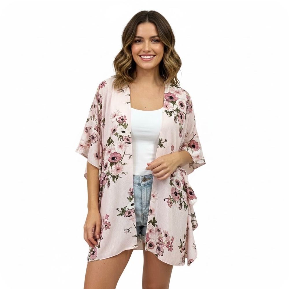Jack & Missy Pink Floral Kimono One Size